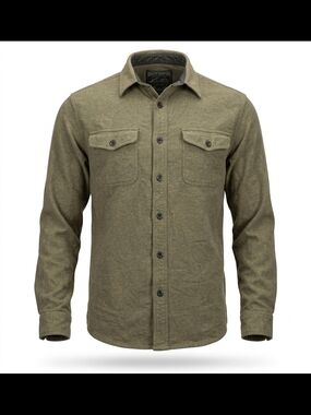 Grizzly Mountain Flannel Shirt Men's‎ Large Green Heavyweight Cotton Work Button